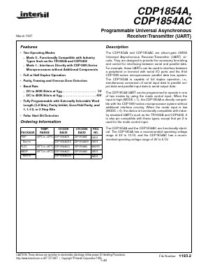 CDP1854A Datasheet PDF Intersil