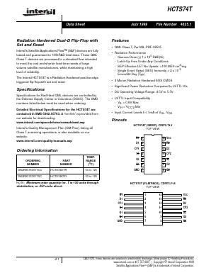 HCTS74T Datasheet PDF Intersil