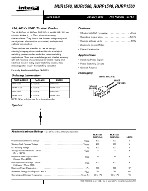 RURP1560 Datasheet PDF Intersil