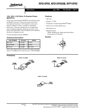 RFD15P05SM9A Datasheet PDF Intersil