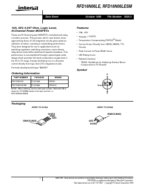 RFD16N06LE Datasheet PDF Intersil