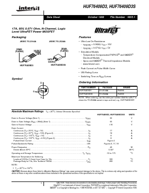HUF76409D3ST Datasheet PDF Intersil
