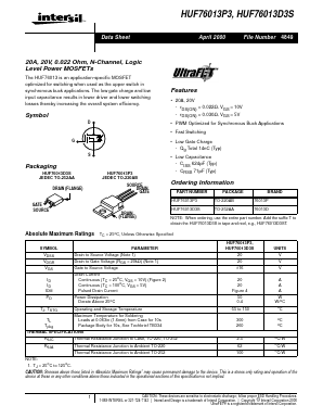 HUF76013P3 Datasheet PDF Intersil