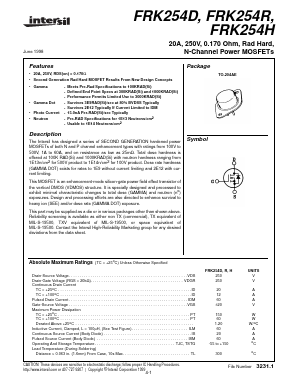 FRK254H Datasheet PDF Intersil
