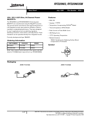 F20N03 Datasheet PDF Intersil
