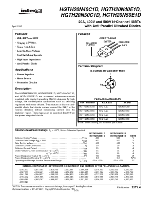 HGTH20N40C1D Datasheet PDF Intersil