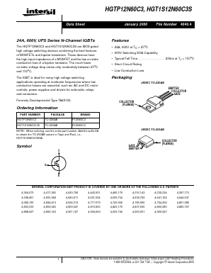 HGT1S12N60C3S Datasheet PDF Intersil
