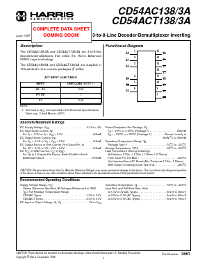 CD54ACT138F3A Datasheet PDF Intersil