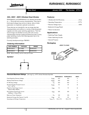 RURH3040CC Datasheet PDF Intersil