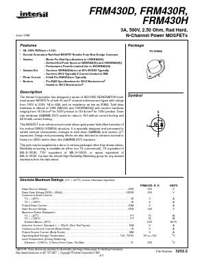 FRM430H Datasheet PDF Intersil