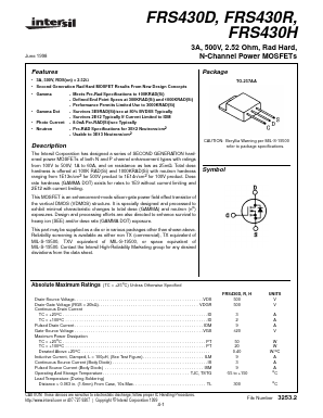 FRS430H Datasheet PDF Intersil