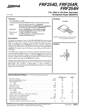 FRF254R Datasheet PDF Intersil