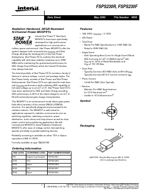 FSPS230F Datasheet PDF Intersil