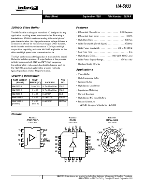 HA-5033 Datasheet PDF Intersil