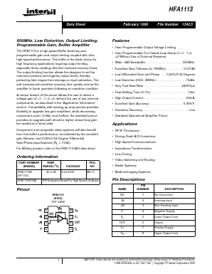 HFA1113EVAL Datasheet PDF Intersil