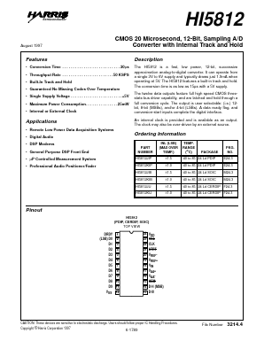 HI5812JIP Datasheet PDF Intersil
