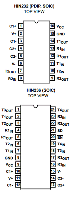HIN232CBZ Datasheet PDF Intersil