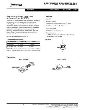 RFP45N06LE9A Datasheet PDF Intersil