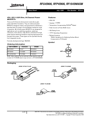 RFG45N06 Datasheet PDF Intersil