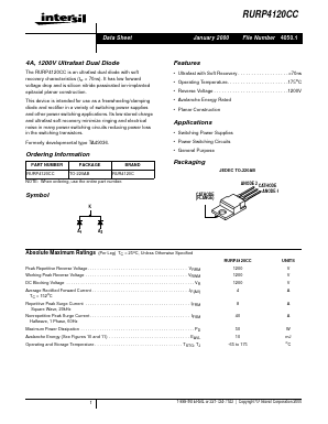 RURP4120CC Datasheet PDF Intersil