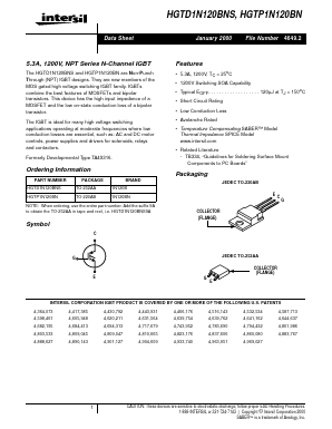 HGTP1N120BN9A Datasheet PDF Intersil