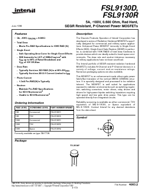 FSL9130R3 Datasheet PDF Intersil