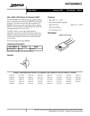 G30N60C3 Datasheet PDF Intersil
