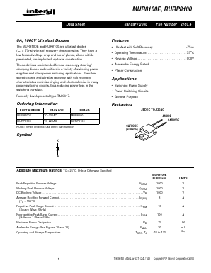 RURP8100 Datasheet PDF Intersil