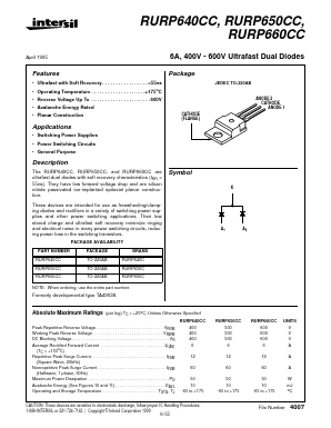 RURP660C Datasheet PDF Intersil