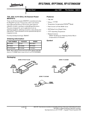 RF1S70N06SM Datasheet PDF Intersil