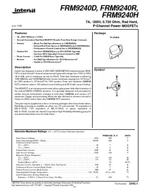 FRM9240H Datasheet PDF Intersil