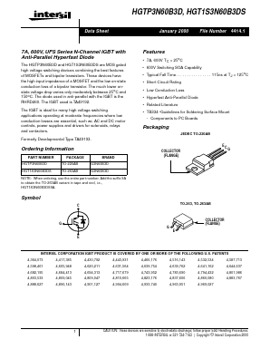 HGT1S3N60B3DS Datasheet PDF Intersil