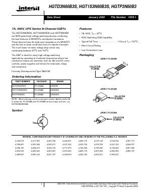 HGT1S3N60B3S9A Datasheet PDF Intersil