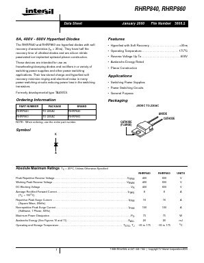 RHRP840 Datasheet PDF Intersil