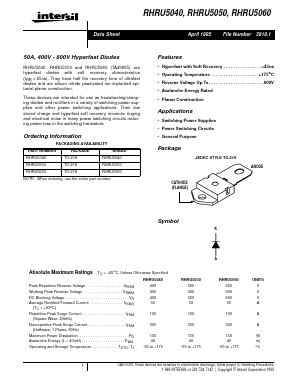 RHRU5040 Datasheet PDF Intersil