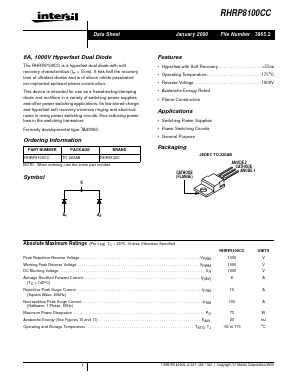 RHRP8100CC Datasheet PDF Intersil
