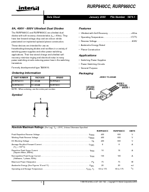 RURP840C Datasheet PDF Intersil