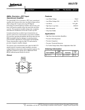 HA-5170 Datasheet PDF Intersil