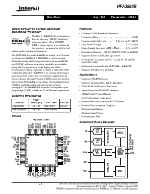 HFA3860BIV Datasheet PDF Intersil