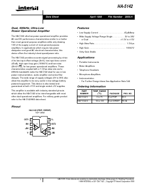 HA-5142-2 Datasheet PDF Intersil