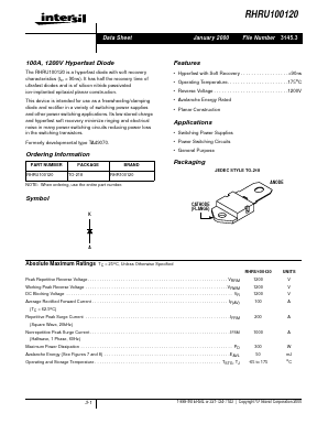 RHRU100120 Datasheet PDF Intersil