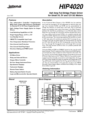 HIP4020 Datasheet PDF Intersil