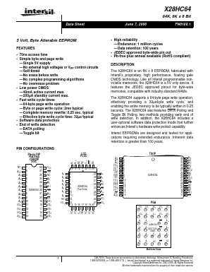 X28HC64S-70Z Datasheet PDF Intersil