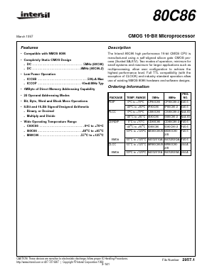 IP80C86-2 Datasheet PDF Intersil