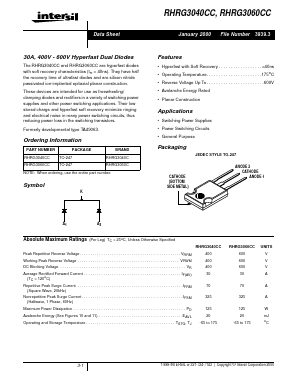 RHRG3060C Datasheet PDF Intersil