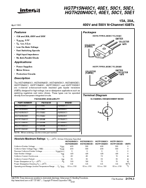 G20N40E1 Datasheet PDF Intersil