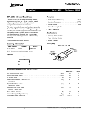 RURG3020C Datasheet PDF Intersil