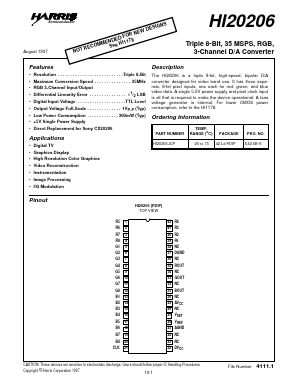 HI20206JCP Datasheet PDF Intersil