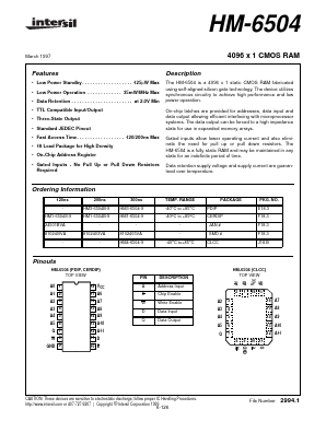 HM-6504 Datasheet PDF Intersil