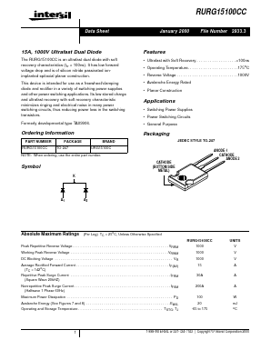 URG15100C Datasheet PDF Intersil